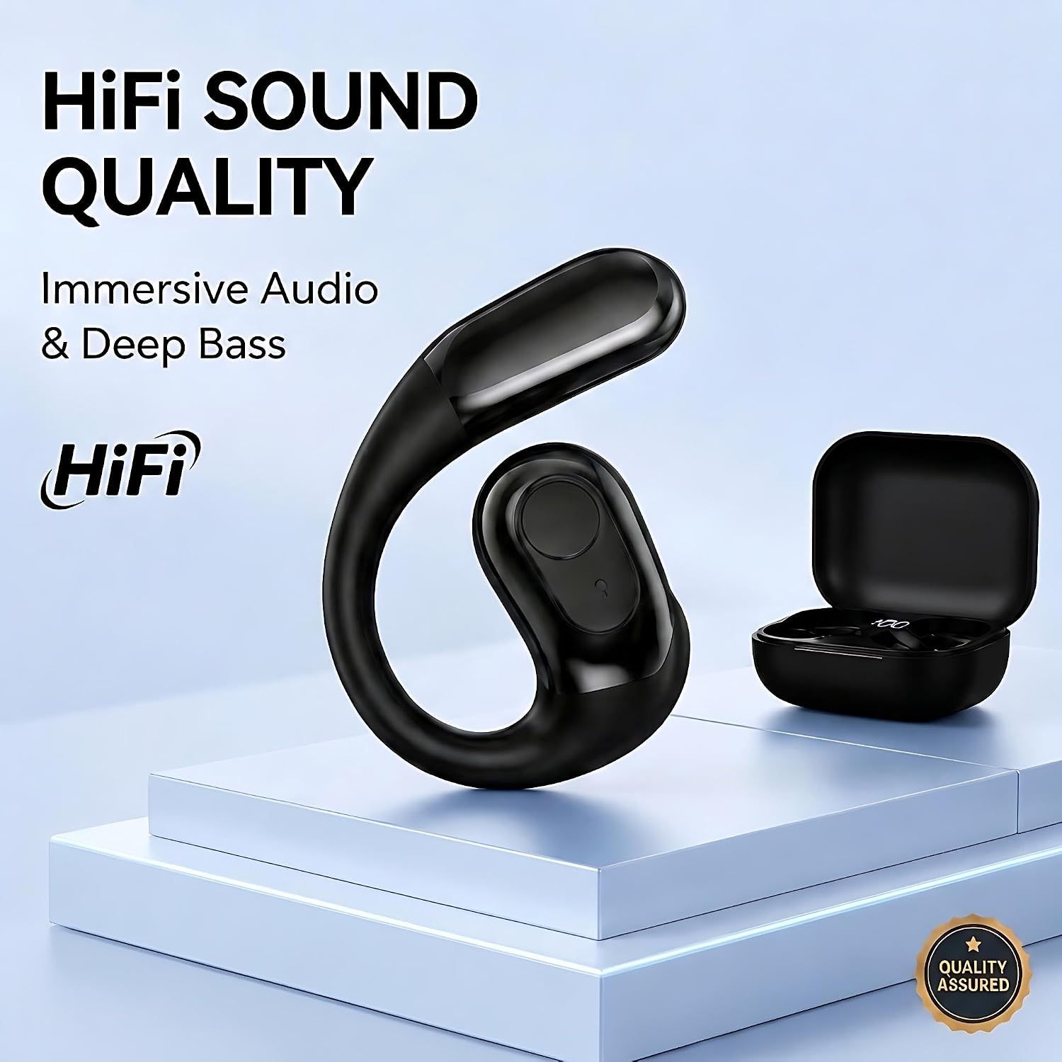 Open Ear Wireless Headphone Air Conduction Earbud Built in Mic 90H Playtime - Image 4