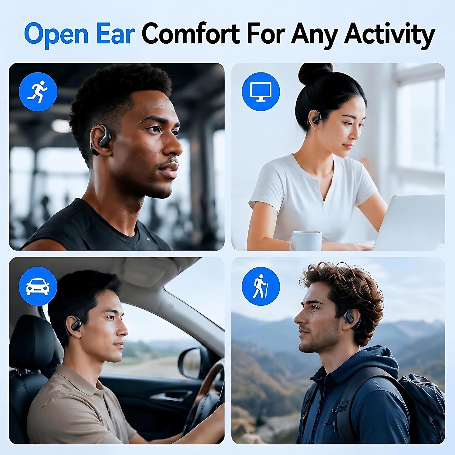 Open Ear Wireless Headphone Air Conduction Earbud Built in Mic 90H Playtime - Image 7