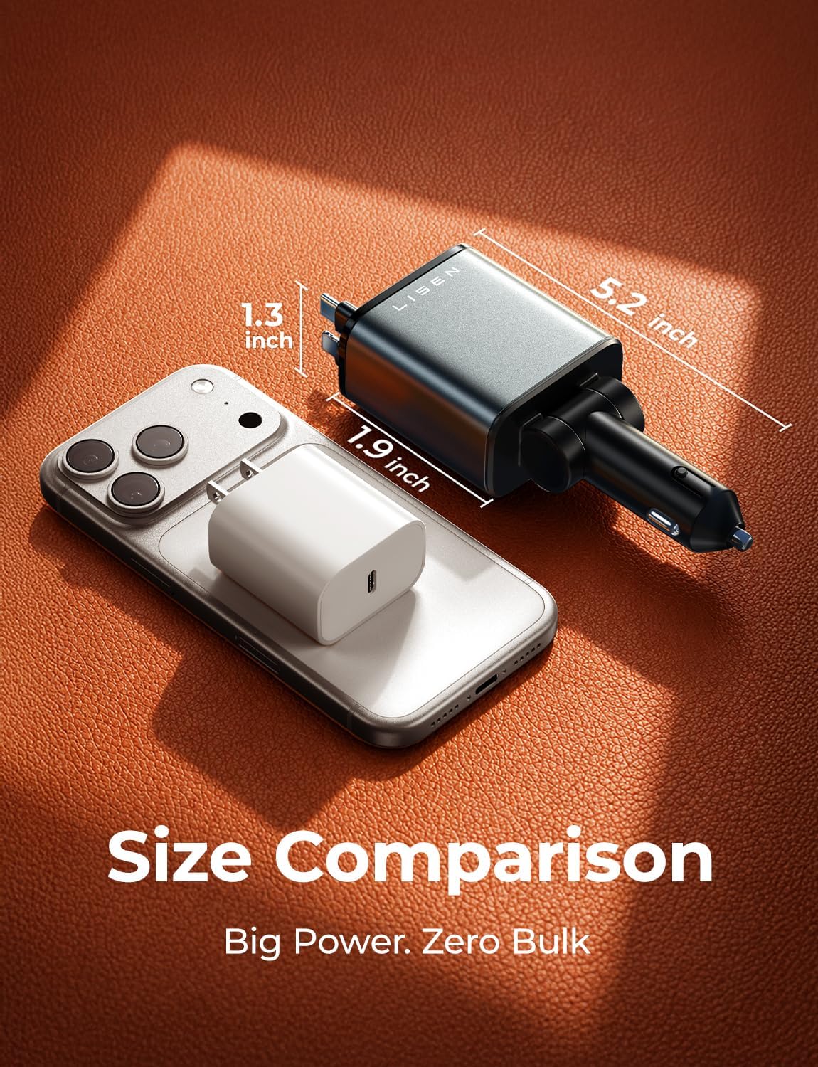 LISEN Retractable Car Charger, 84W Car Charger USB C Fast Charge, 4 in 1 - Image 9