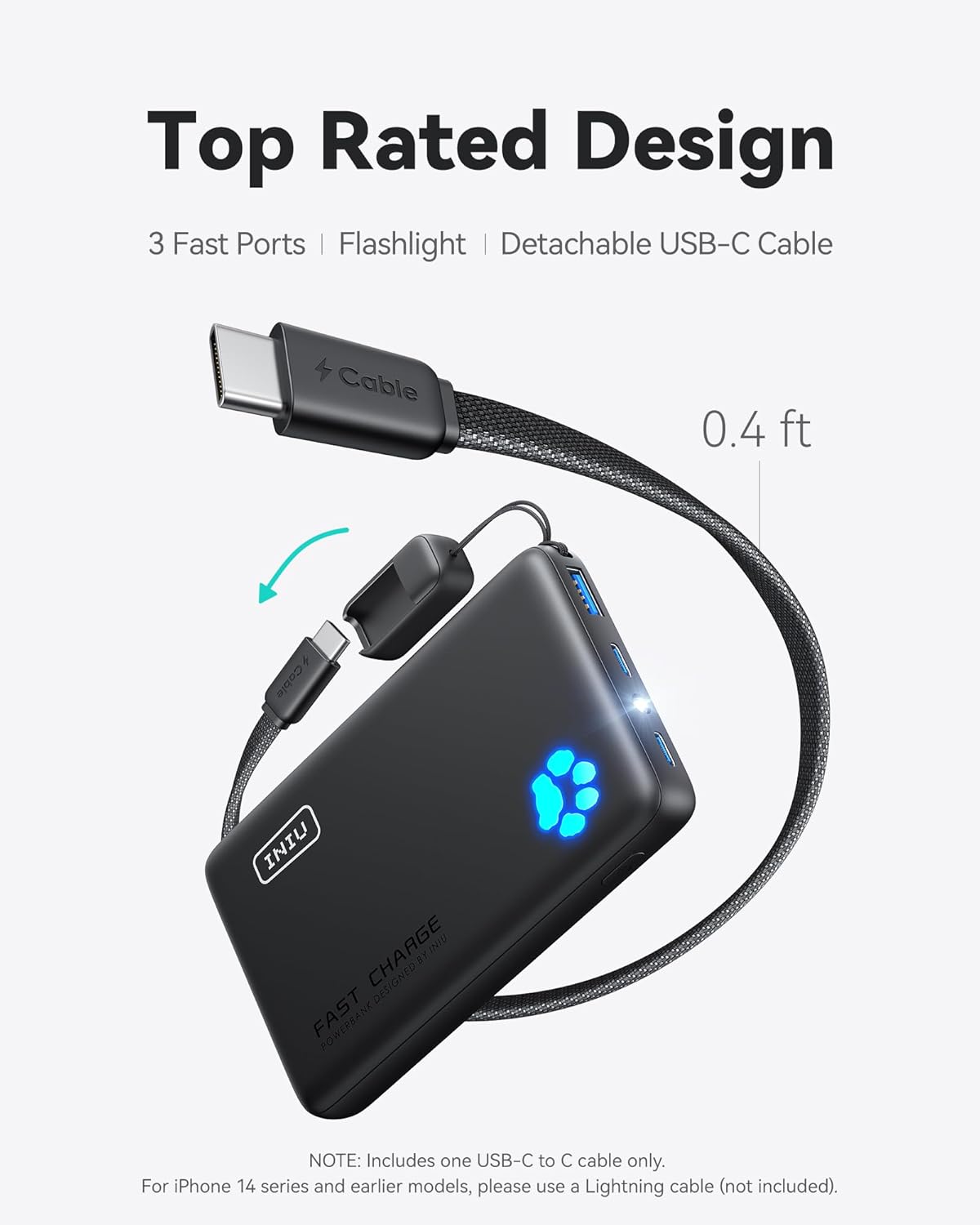 INIU 10000mAh 45W Fast Charging Portable Charger, Smaller Travel Power Bank - Image 4