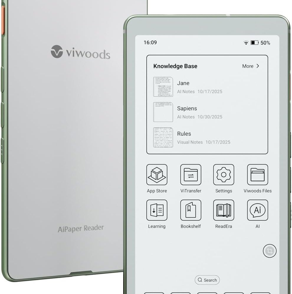 VIWOODS AiPaper Reader 6.13" Pocket E-Reader, AI Button, 4G, Android