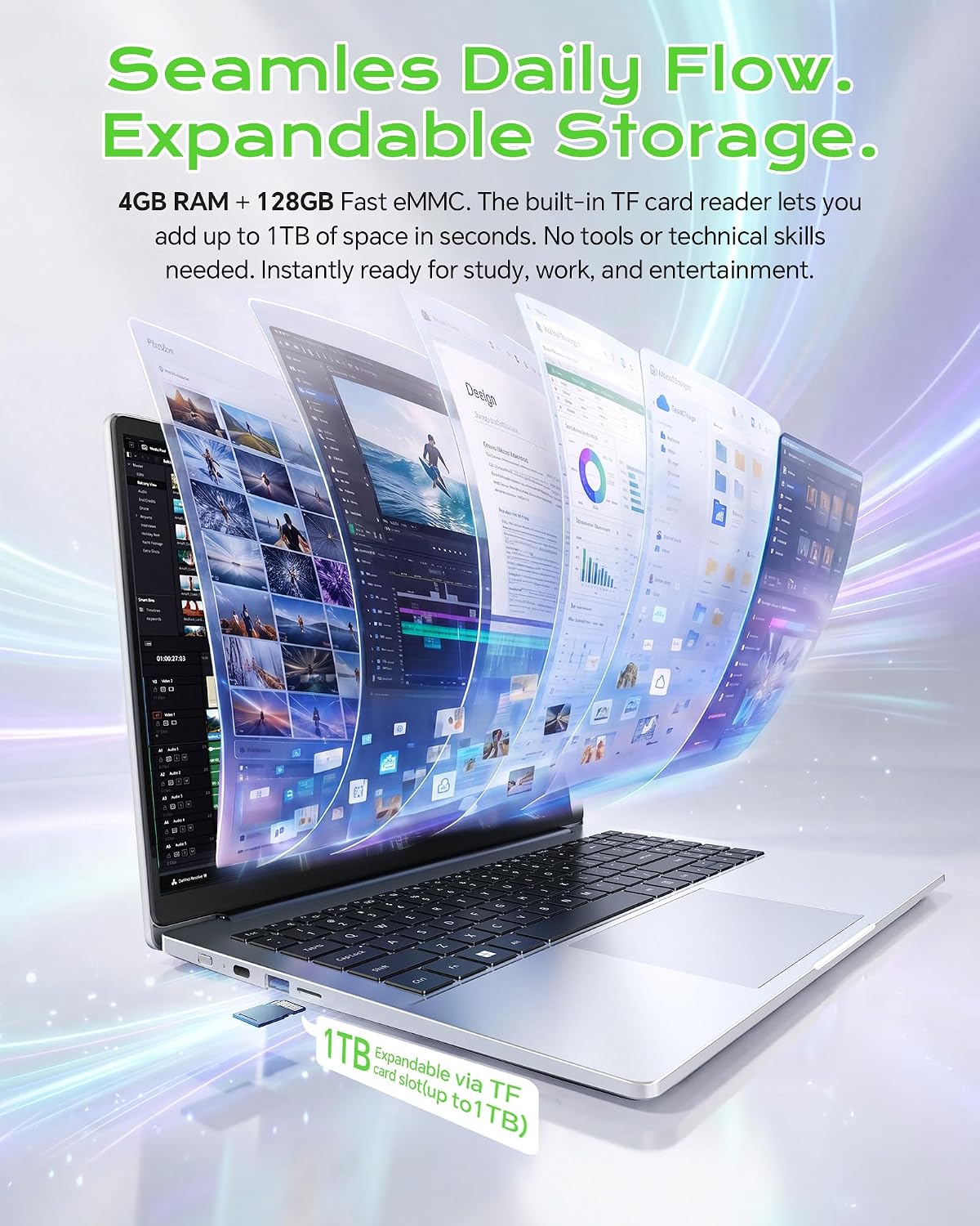 15.6 Inch Laptop Computer, N4020, 4GB DDR4 RAM, 128GB eMMC,with Windows 11 - Image 7