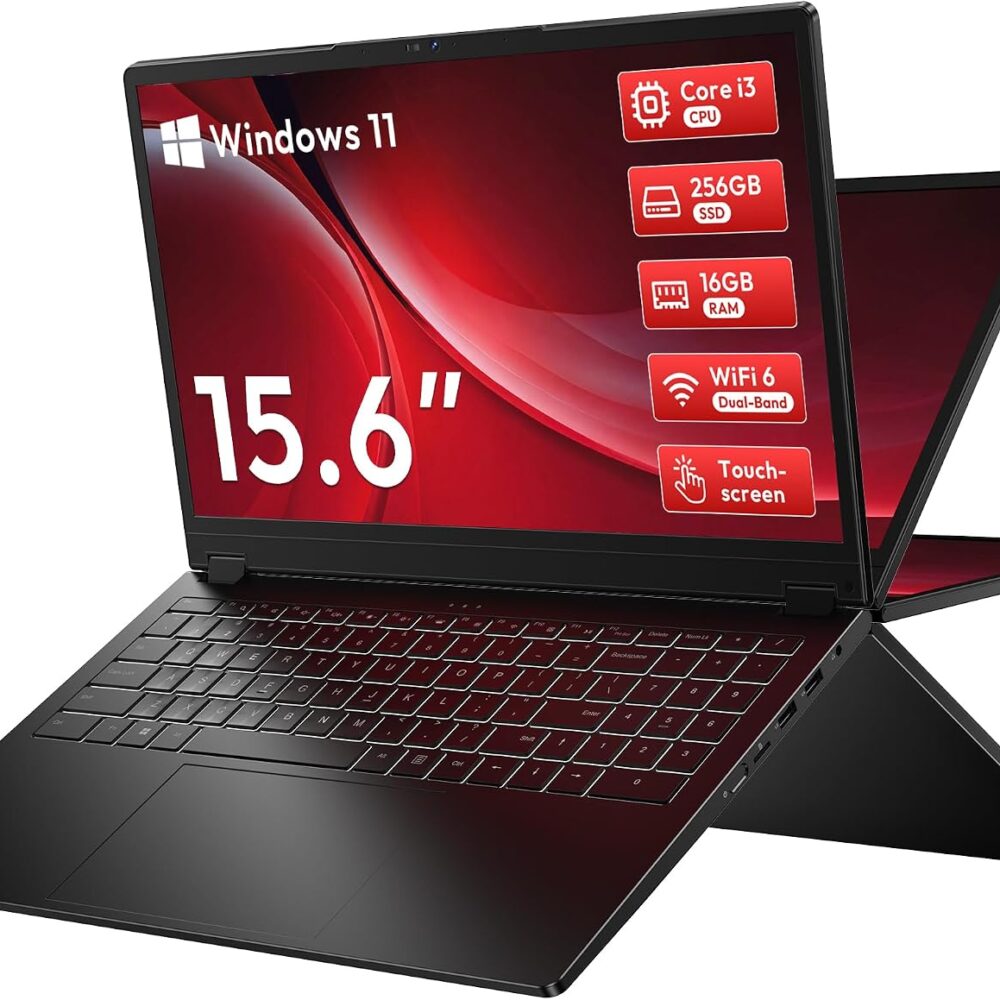 15.6" 2-in-1 Touchscreen Laptop with Windows 11, i3-10100Y, 16GB, 256GB SSD