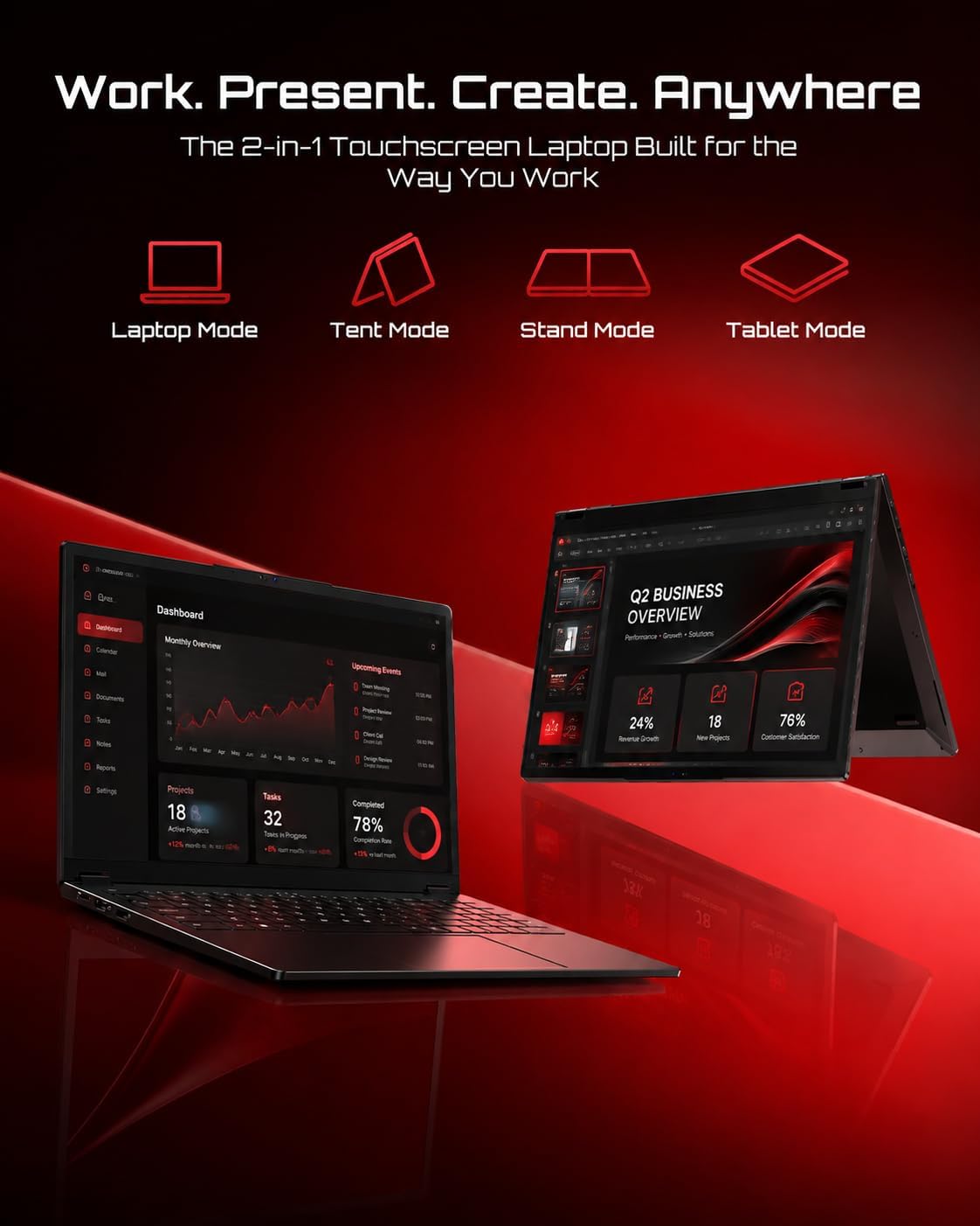15.6" 2-in-1 Touchscreen Laptop with Windows 11, i3-10100Y, 16GB, 256GB SSD - Image 6